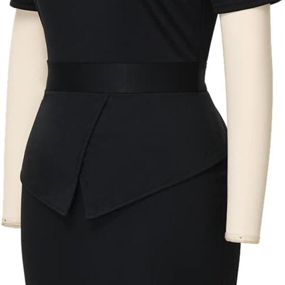 Women Clergy Dress Black Bodycon Short Sleeve Office Church Wear - Picture 2 of 6